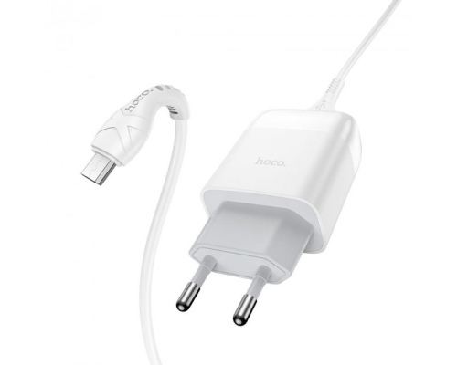 Зарядний пристрій Hoco C72Q 18W 3A 1USB-A з кабелем Micro USB white PLS-00-00059566