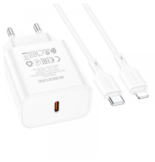 Зарядний пристрій Borofone BA71A 20W 3A USB-C з кабелем C-L white PLS-00-00123248