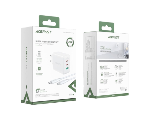Зарядний пристрій Acefast A13 65W 3A USB-A+2USB-С з кабелем Type-C white PLS-00-00124902