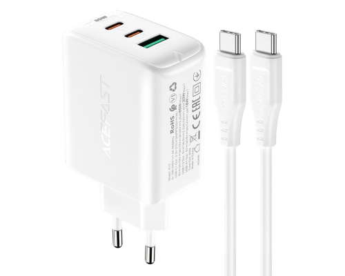 Зарядний пристрій Acefast A13 65W 3A USB-A+2USB-С з кабелем Type-C white PLS-00-00124902
