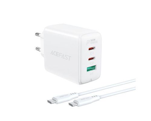 Зарядний пристрій Acefast A13 65W 3A USB-A+2USB-С з кабелем Type-C white PLS-00-00124902