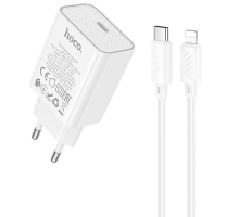 Зарядний пристрій Hoco C143A 20W 3A USB-C з кабелем C-L white PLS-00-00145464