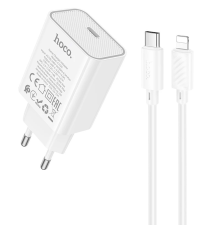 Зарядний пристрій Hoco C143A 20W 3A USB-C з кабелем C-L white PLS-00-00145464