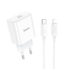 Зарядний пристрій Hoco C76A Pro 30W 3A 1USB-C з кабелем Lightning white PLS-00-00145587