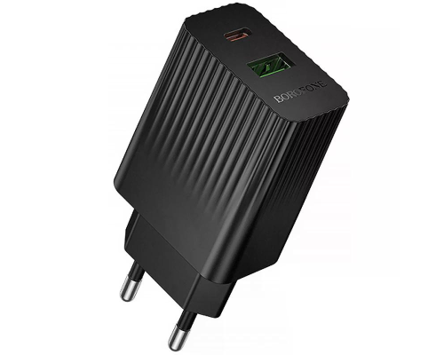 Зарядний пристрій Borofone BAS76A 30W 3A USB-A+USB-C black PLS-00-00156110