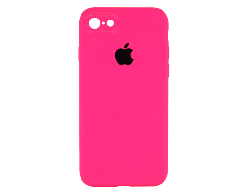 Чохол Silicone Case Квадратні Борти Full Camera iPhone 7 barbie pink PLS-00-00107108