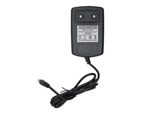 Зарядний пристрій 12V to DC 5.5 x 2.5 мм 3A black PLS-00-00153497