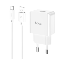 Зарядний пристрій Hoco C106A 10.5W 2.1A 1USB-A з кабелем Type-C white PLS-00-00102077