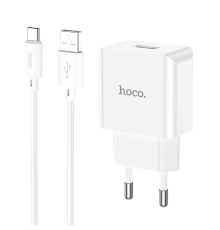 Зарядний пристрій Hoco C106A 10.5W 2.1A 1USB-A з кабелем Type-C white PLS-00-00102077