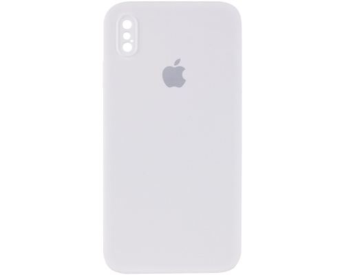 Чохол Silicone Case Квадратні Борти Full Camera iPhone X (XS) white PLS-00-00105874