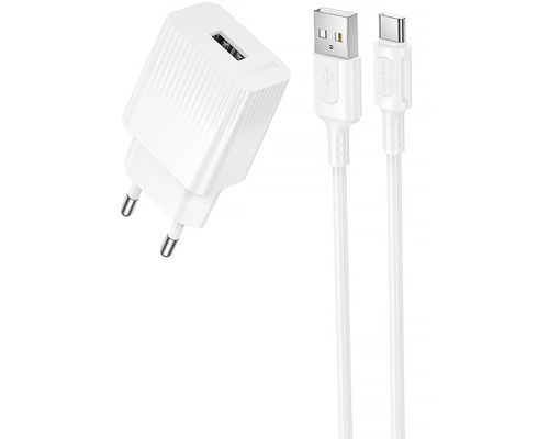 Зарядний пристрій Borofone BAS71A 10.5W 2.1A USB-A з кабелем A-C white PLS-00-00147787