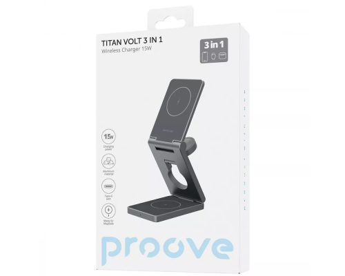 Бездротовий зарядний пристрій Proove Titan Volt 3в1 15W gray PLS-00-00132453