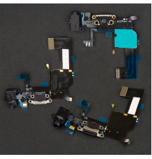Шлейф iPhone 5C з роз'ємом зарядки та навушників black (Original Used) PLS-00-00018031