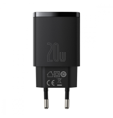 Зарядний пристрій Baseus Compact 20W 3A 1USB-A+1USB-C black PLS-00-00079874