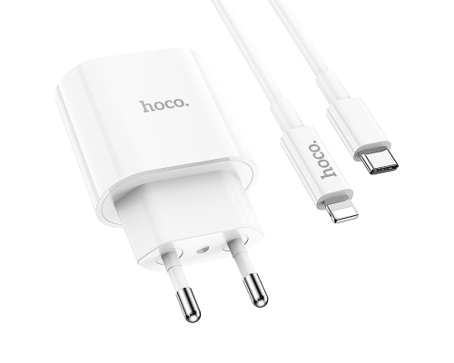 Зарядний пристрій Hoco C94A 20W 3A 1USB-C з кабелем Lightning white PLS-00-00091697