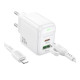 Мережевий Зарядний Пристрій Borofone BAS44A 1USB-C/1USB PD/QC 20W+Type-C to Lightning Колір Бiлий 6941991113857 ma35138_3345029