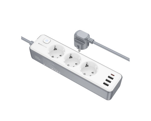 Мережевий Подовжувач Borofone BAC9 (PD20W/1C3A)(EU)(L=2M) Колір Бiлий 6941991116650 ma35770_3605168