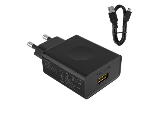 Оригінальний блок живлення для ноутбука LENOVO USB 24W 5V/2A, 7V/2A, 9V/2A, 12V/2A, Black (SA18C02165) + кабель USB - microUSB NBB-107534