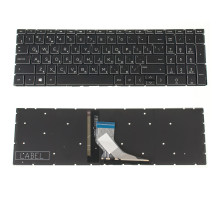Клавіатура для ноутбука HP (250 G7, 255 G7 series) rus, black, без фрейма, підсвічування клавіш, white bezzel (оригінал)