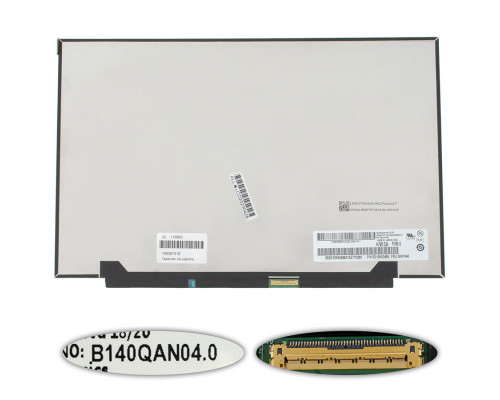 Матриця 14.0" B140QAN04.0 (2880*1800, 40pin(eDP, LTPS, 90Hz, 1.07B, 400cd/m2), LED, SLIM(без планок та вушок), глянсова, роз'єм справа внизу) для ноутбука NBB-115663