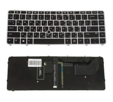 Клавіатура для ноутбука HP (EliteBook: 840 G3) rus, silver frame, підсвічування клавіш, з джойстиком (оригінал) NBB-117140
