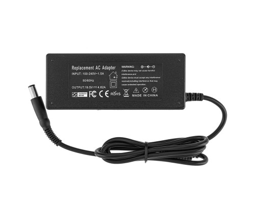 Блок живлення для ноутбука DELL 19.5V, 4.62A, 90W, 7.4*5.0-PIN, 3 hole, (Replacement AC Adapter) black (без кабелю!) NBB-133772