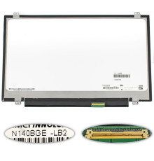 Матрица 14.0" N140BGE-LB2 (1366*768, 40pin, LED, SLIM (вертикальные ушки), глянец, разъем справа внизу) для ноутбука (renew) NBB-134095