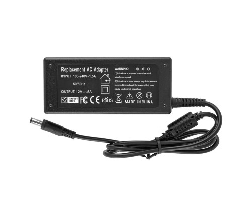 БЖ для монитора 12V, 5A, 60W, 5.5*2.5, прямий раз'єм, black (без кабеля!) NBB-137521