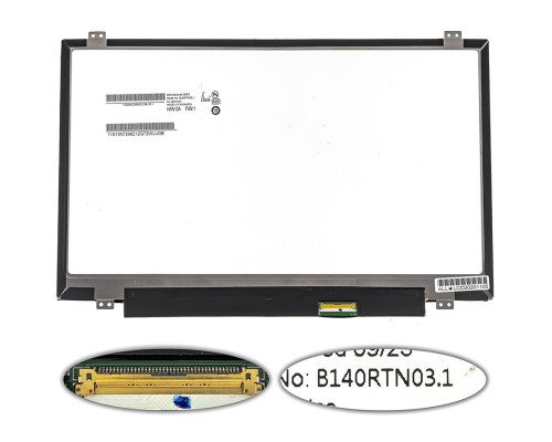 УЦІНКА! Матриця 14.0" B140RTN03.1 (1600*900, 40pin, LED, SLIM (вертикальні вушка), матова, роз'єм праворуч внизу) для ноутбука (renew) NBB-139413