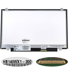 Матриця 14.0 HB140WX1-300 (1366*768, 40pin, LED, SLIM (вертикальні вушки), глянець, роз'єм праворуч знизу) для ноутбука (renew) NBB-140376