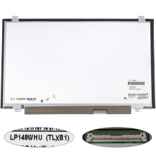 Матриця 14.0 LP140WHU-TLB1 (1366*768, 40pin, LED, SLIM (вертикальні вушки), глянець, роз'єм праворуч знизу) для ноутбука (renew) NBB-140397