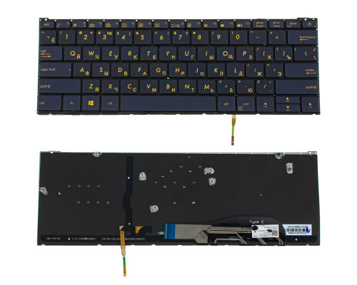 Клавіатура для ноутбука ASUS (UX390 series) rus, blue, без фрейма, підсвічування клавіш NBB-57233