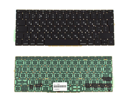 Клавіатура для ноутбука APPLE (MacBook Pro Retina: A1708 (2016-2017)) rus, black, BIG Enter, підсвічування (оригінал) NBB-77558