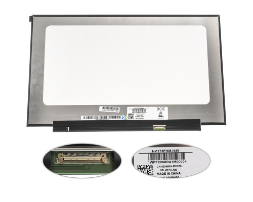 Матриця 17.3 NV173FHM-N49 (1920*1080, 30pin(eDP, IPS, 250 cd/m2, кольоропередача 45%), LED, SLIM(без планок та вушок), матова, роз'єм праворуч знизу) для ноутбука