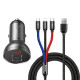 АЗП Baseus Digital Display Dual USB 4.8A Car Charger 24W with Three Primary Colors 3-in-1 gray