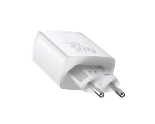 МЗП Baseus Compact Quick Charger 30W QC+ PD (1Type-C + 2USB) white