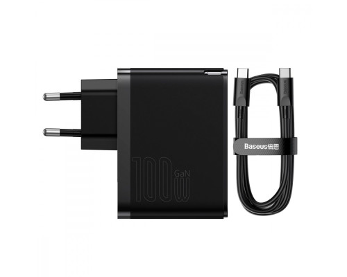 МЗП Baseus GaN5 Pro 100W (Type-C + USB) + Кабель Type-C + Type-C white 2001000606719 6932172608965