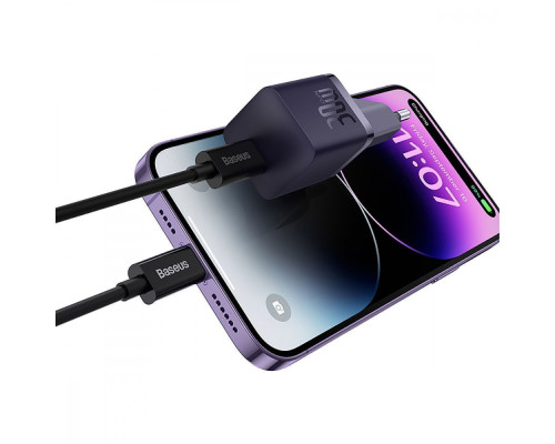 МЗП Baseus GaN5 Mini Fast Charger Type-C 30W (With Cable Type-C to Type-C 100W 1m) black 2003000172102 6932172654450