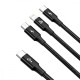 Кабель Baseus Rapid Series 3 in 1 Fast Charging Type-C to Micro USB+Lightning+Type-C 20W (1.5m) black 2003000310610 6953156204294