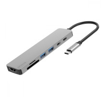 Type-C-Хаб Proove Iron Link 7 in 1 (2*Type-C + 2*USB3.0 + HDMI + SD/TF) silver 2003000155518 6901113155004