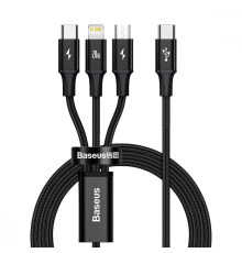 Кабель Baseus Rapid Series 3 in 1 Fast Charging Type-C to Micro USB+Lightning+Type-C 20W (1.5m) black 2003000310610 6953156204294