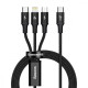 Кабель Baseus Rapid Series 3 in 1 Fast Charging Type-C to Micro USB+Lightning+Type-C 20W (1.5m) black 2003000310610 6953156204294
