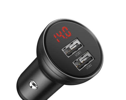 АЗП Baseus Digital Display Dual USB 4.8A Car Charger 24W with Three Primary Colors 3-in-1 gray