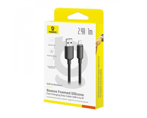 Кабель Baseus Foamed Silicone Fast Charging Lightning 2.4A (1m) black 2003000288810 6932172693770