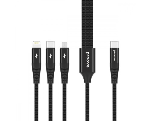 Кабель Proove Hydra 3 in1 Type-C + Micro USB + Lightning (1m) black 2003000184969 6901113019108