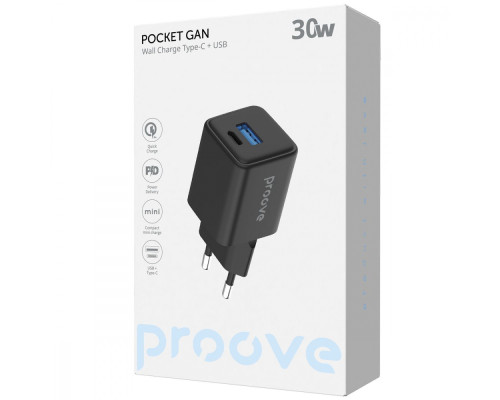 МЗП Proove Pocket GaN 30W (Type-C + USB) black 2003000258479 6901116108588