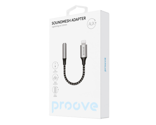 Перехідник AUX Proove SoundMesh Lightning to 3.5mm gray