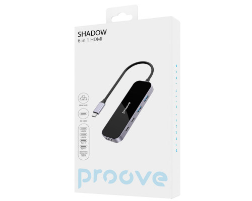 Type-C-Хаб Proove Shadow (2*USB3.0 + Type-C + PD100W + HDMI) dark gray 2003000181234 6901115811724