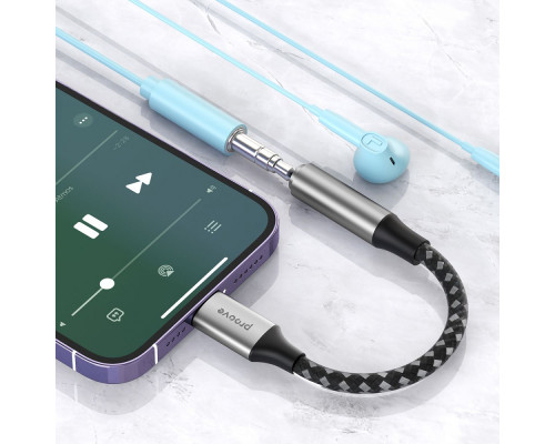 Перехідник AUX Proove SoundMesh Lightning to 3.5mm gray