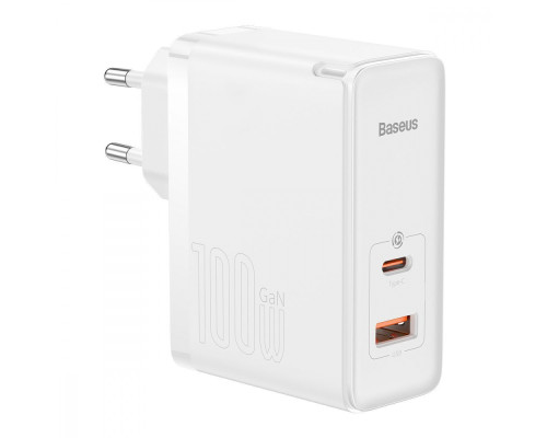МЗП Baseus GaN5 Pro 100W (Type-C + USB) + Кабель Type-C + Type-C white 2001000606719 6932172608965